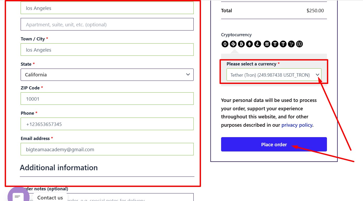 How to order on the website
